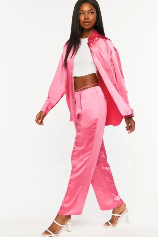 Satin Strappy Mid-Rise Pants
