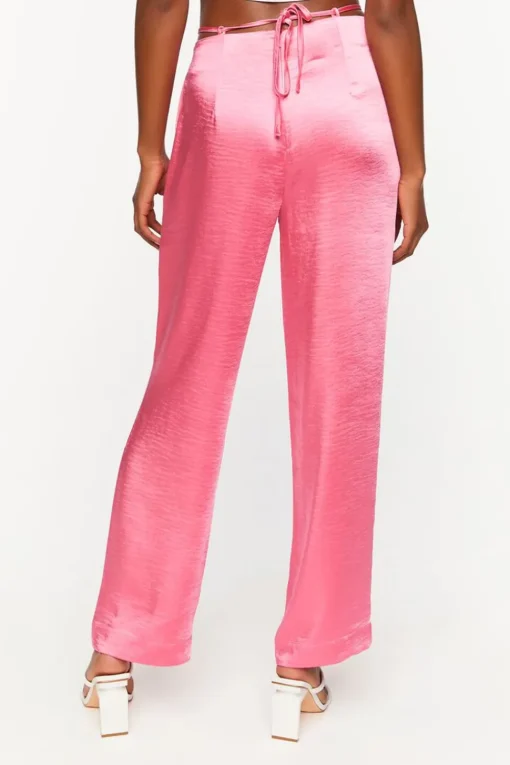 Satin Strappy Mid-Rise Pants