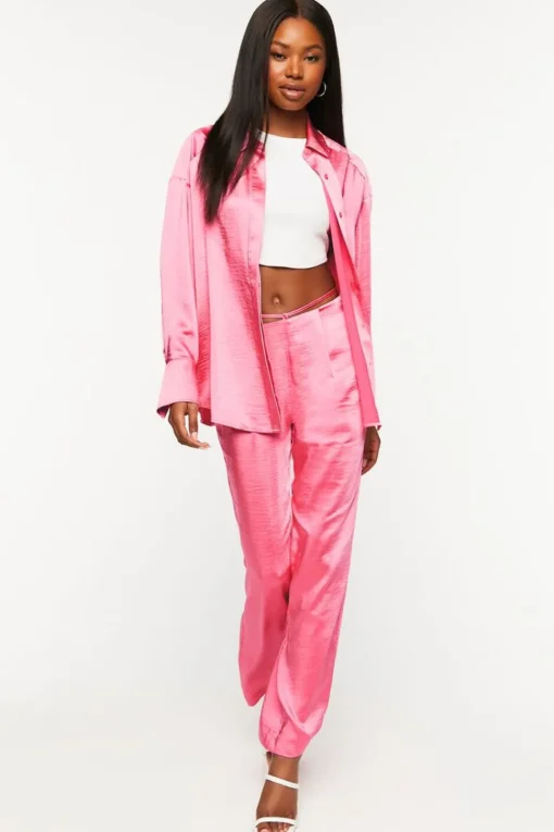 Satin Strappy Mid-Rise Pants