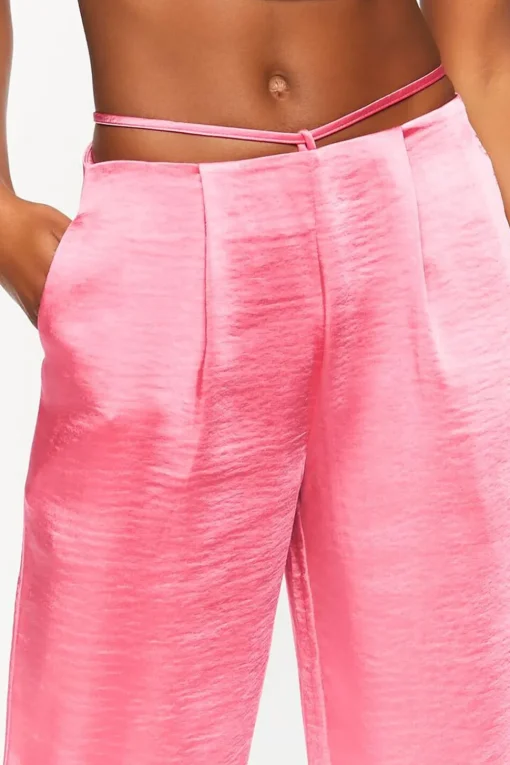 Satin Strappy Mid-Rise Pants