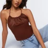 Satin T-Back Halter Top