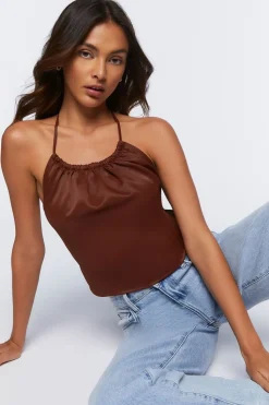 Satin T-Back Halter Top