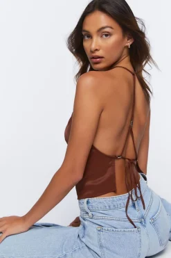 Satin T-Back Halter Top
