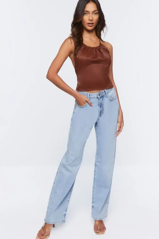 Satin T-Back Halter Top