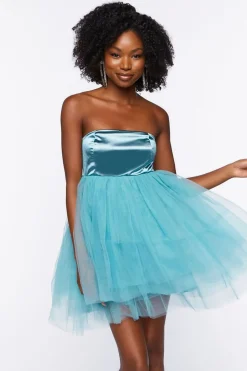 Satin Tulle Mini Dress