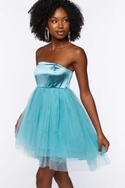 Satin Tulle Mini Dress