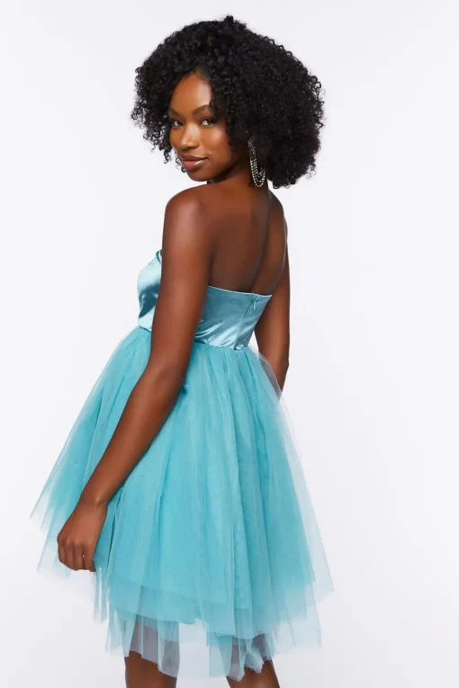 Satin Tulle Mini Dress