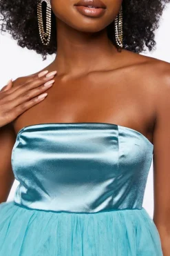 Satin Tulle Mini Dress