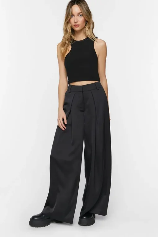 Satin Wide-Leg Pants
