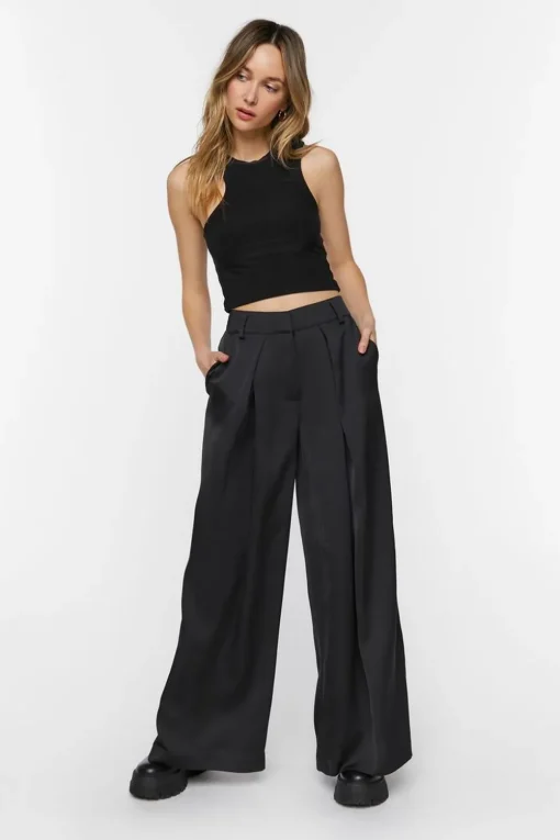 Satin Wide-Leg Pants