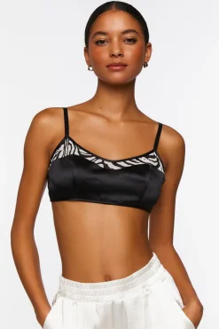 Satin Zebra-Trim Triangle Bralette