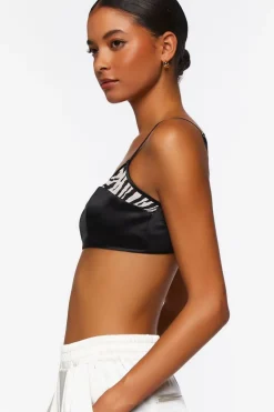 Satin Zebra-Trim Triangle Bralette