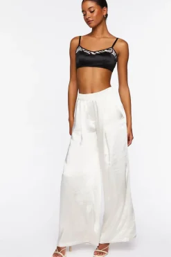 Satin Zebra-Trim Triangle Bralette