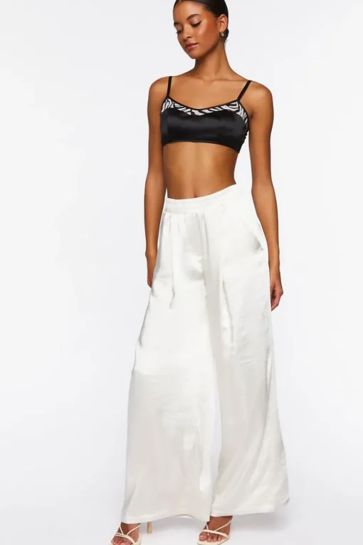 Satin Zebra-Trim Triangle Bralette