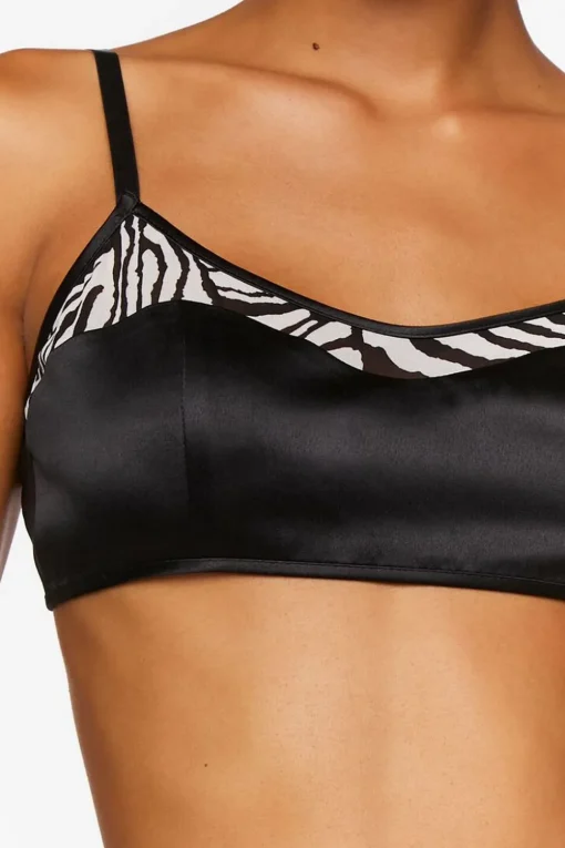 Satin Zebra-Trim Triangle Bralette