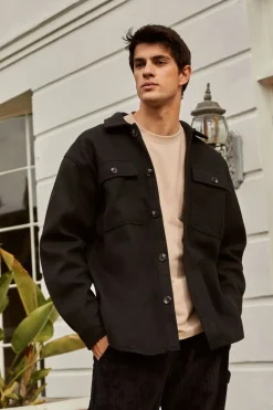 Scoop-Hem Button-Up Jacket