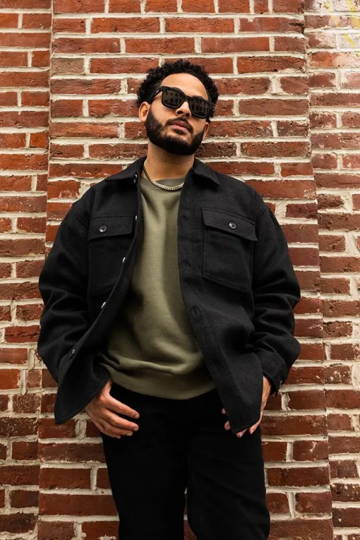 Scoop-Hem Button-Up Jacket