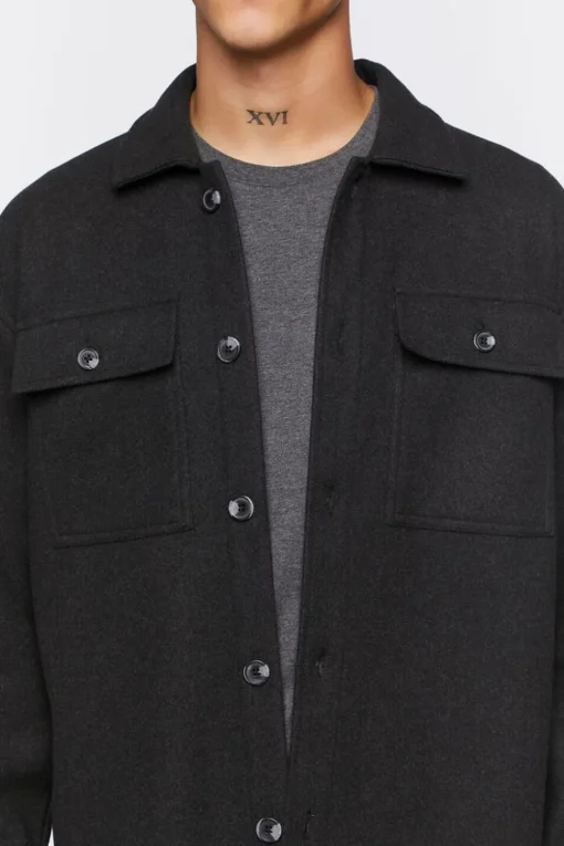 Scoop-Hem Button-Up Jacket