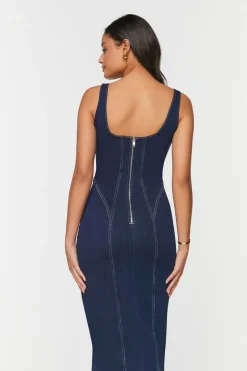 Seamed Denim Bodycon Dress