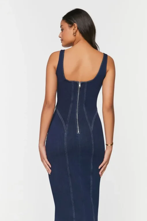 Seamed Denim Bodycon Dress