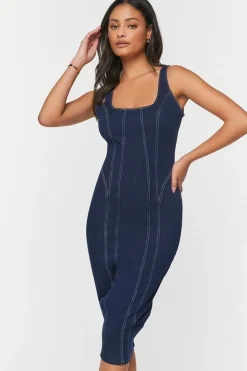 Seamed Denim Bodycon Dress