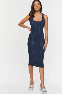 Seamed Denim Bodycon Dress