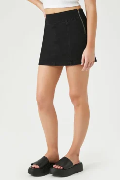 Seamed Denim Mini Skirt