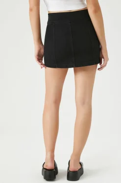 Seamed Denim Mini Skirt