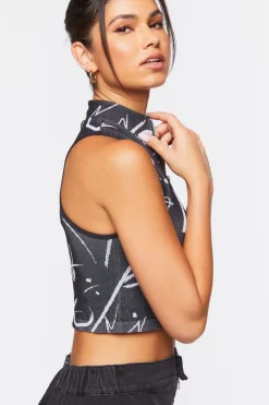 Seamless Abstract Print Crop Top