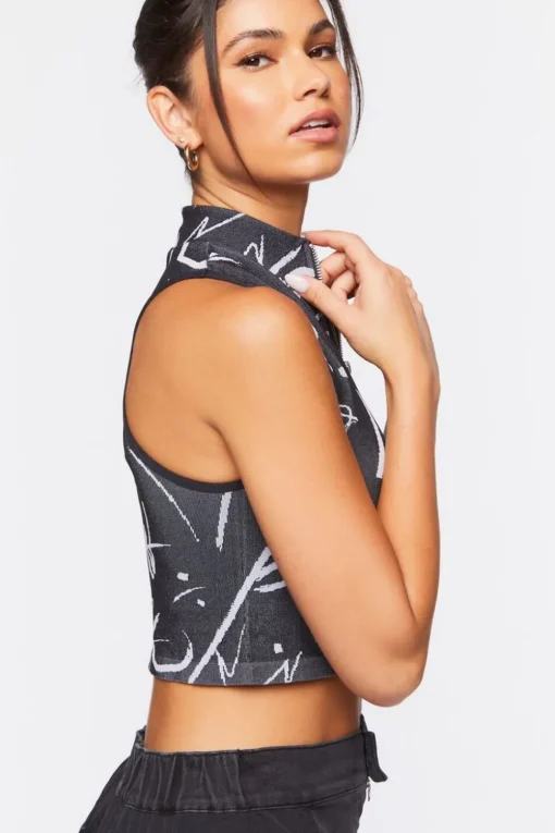 Seamless Abstract Print Crop Top