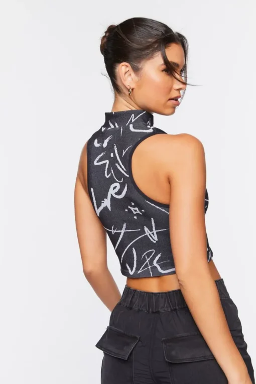 Seamless Abstract Print Crop Top