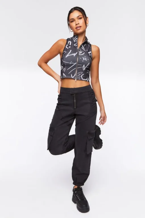 Seamless Abstract Print Crop Top