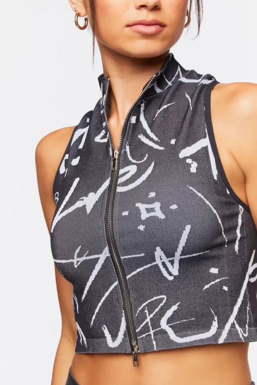 Seamless Abstract Print Crop Top
