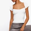 Seamless Cap-Sleeve Sweater Top