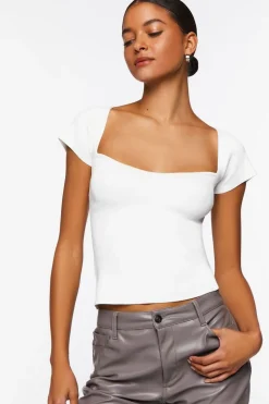Seamless Cap-Sleeve Sweater Top