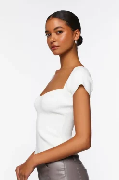 Seamless Cap-Sleeve Sweater Top