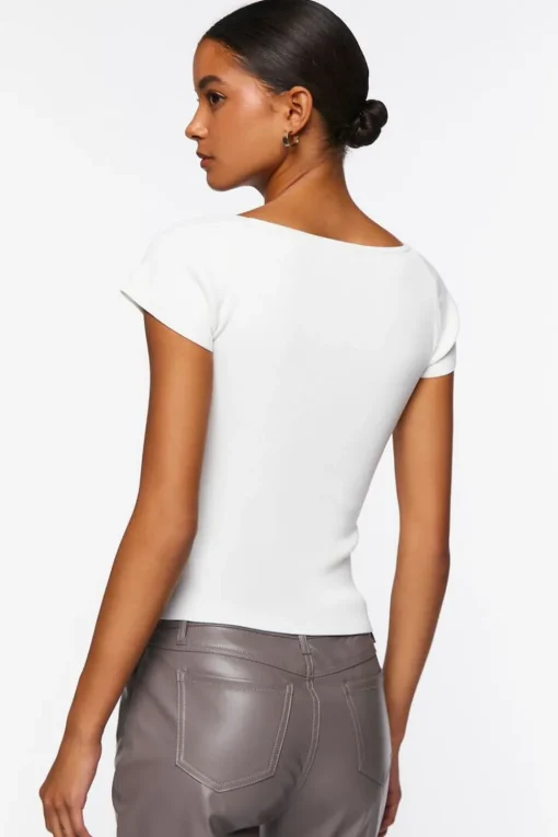 Seamless Cap-Sleeve Sweater Top