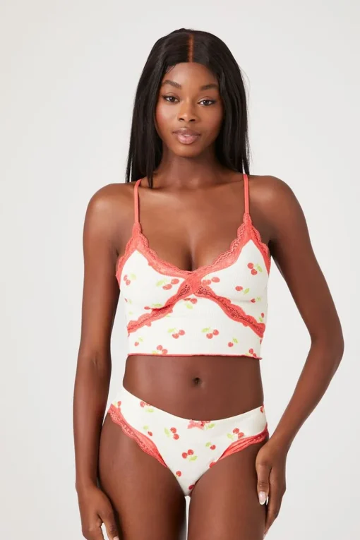 Seamless Cherry Lace-Trim Panties