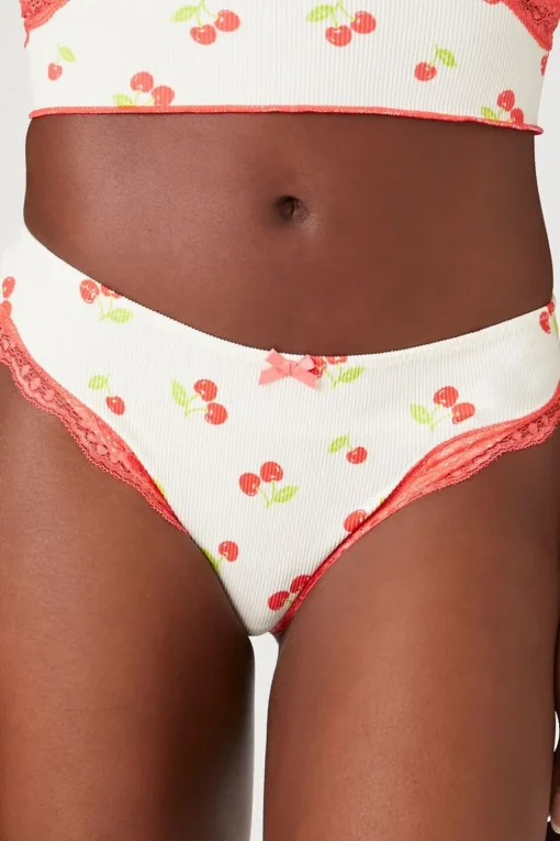 Seamless Cherry Lace-Trim Panties