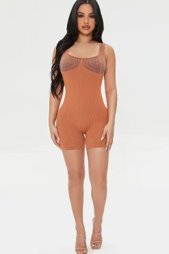 Seamless Contrast-Striped Romper