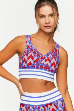 Seamless Geo Print Longline Sports Bra