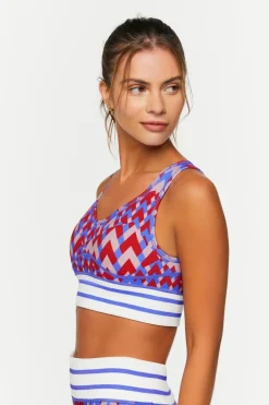 Seamless Geo Print Longline Sports Bra