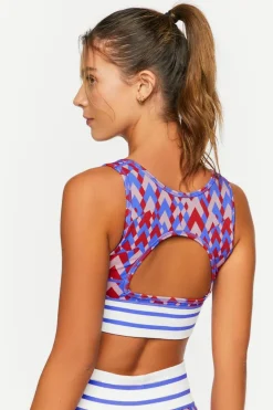 Seamless Geo Print Longline Sports Bra
