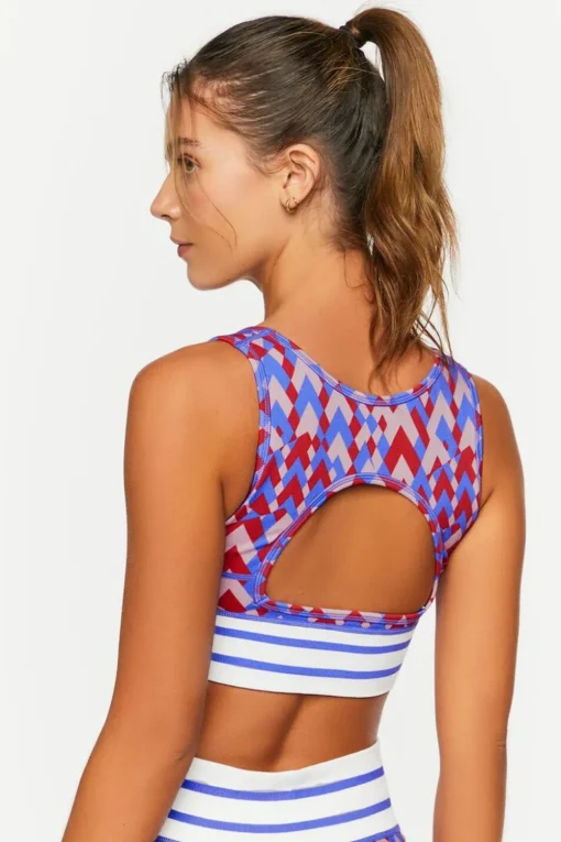 Seamless Geo Print Longline Sports Bra