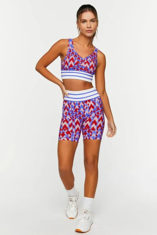 Seamless Geo Print Longline Sports Bra