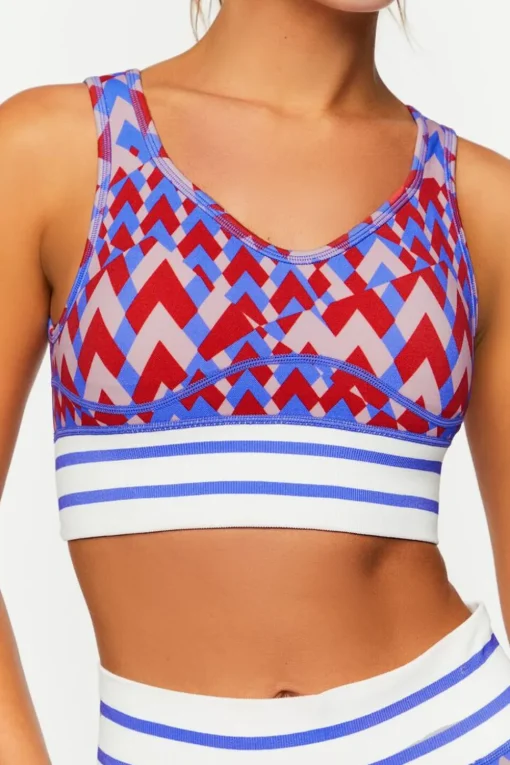 Seamless Geo Print Longline Sports Bra