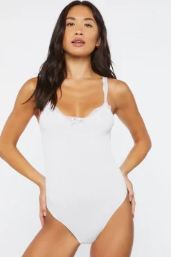 Seamless Lace-Trim Bodysuit