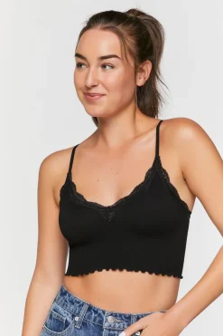 Seamless Lace-Trim Bralette