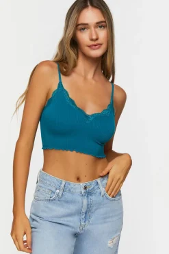 Seamless Lace-Trim Bralette