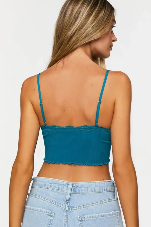 Seamless Lace-Trim Bralette